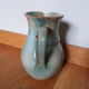 Pitcher with handle green celadon turquoise and caramel