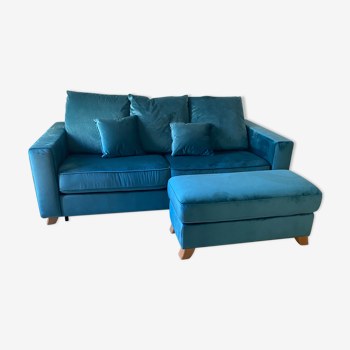 Sofa bed 3 places turquoise