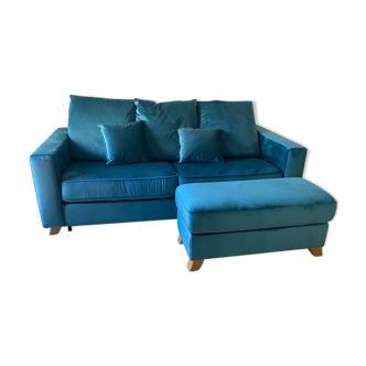 Sofa bed 3 places turquoise