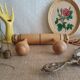 Coat rack 2 wooden hooks - vintage
