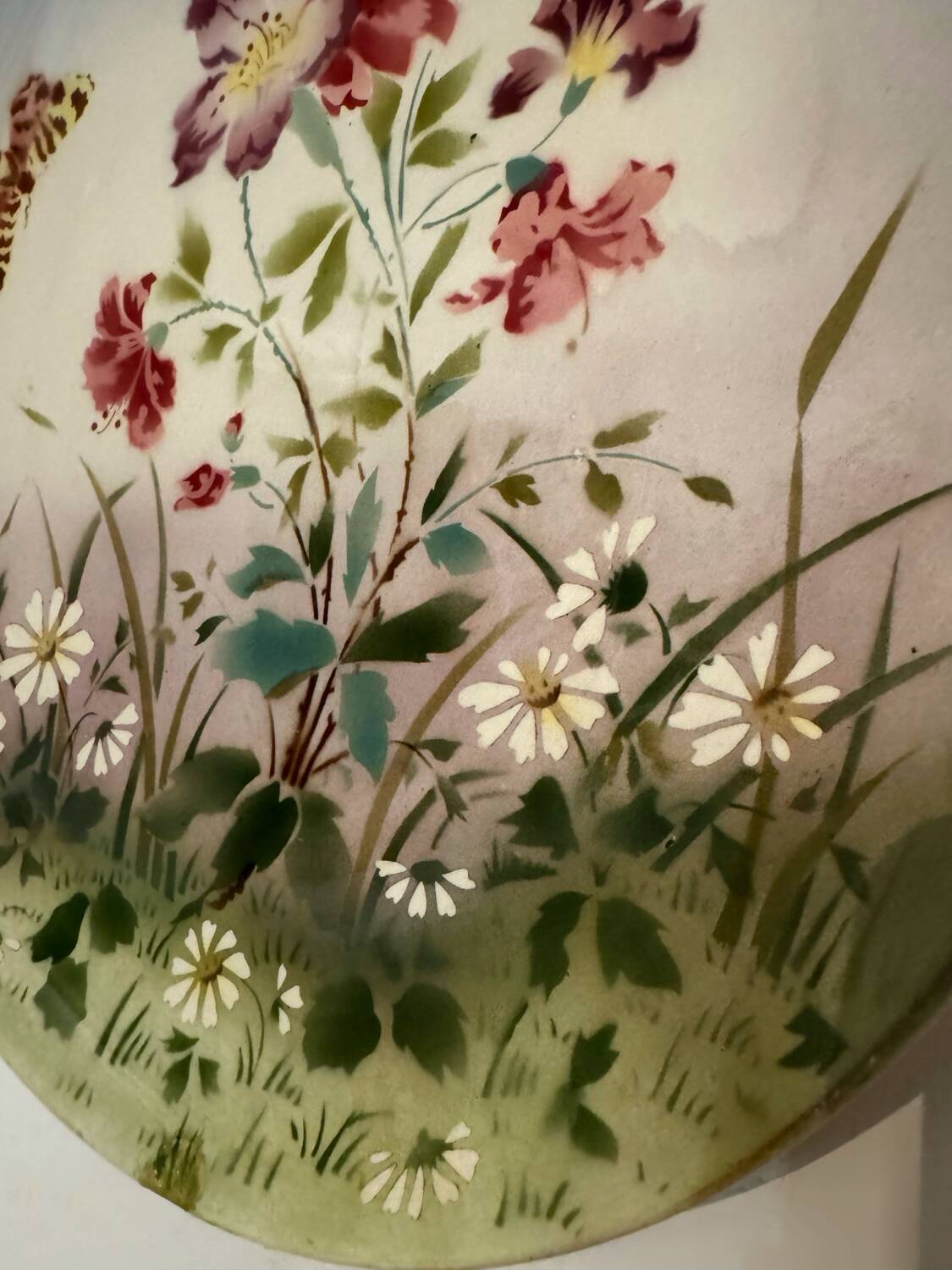 Large old Sarreguemines flowered dish