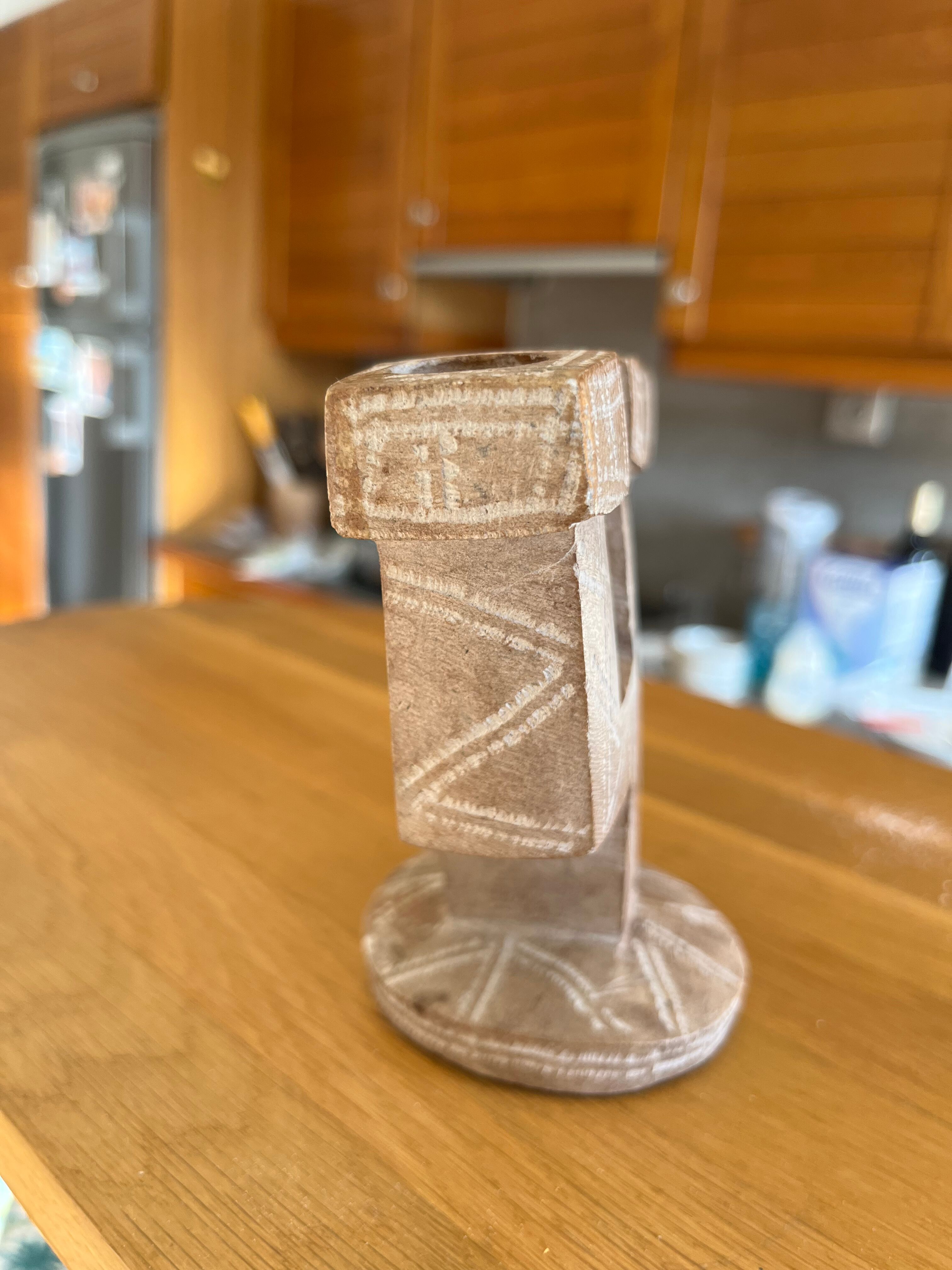 Brutalist stone candle holder