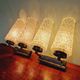 Pair of double wall lights in glass and blue lacquered metal, 1950s-60s
