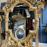 Mirror With Putti In Golden Wood From Napoleon III Period 1m96 X 1m33
