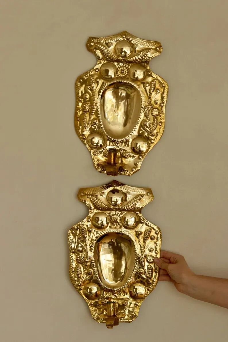 Baroque Style Mid-Century Brass Swedish Sconces