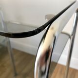 Side table in chrome and smoked glass 70s