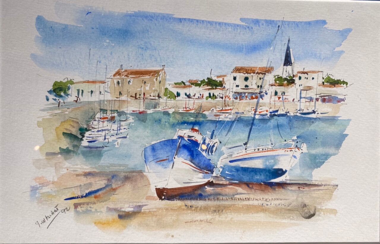 Painting, watercolor, Navy, signed and dated XX century
