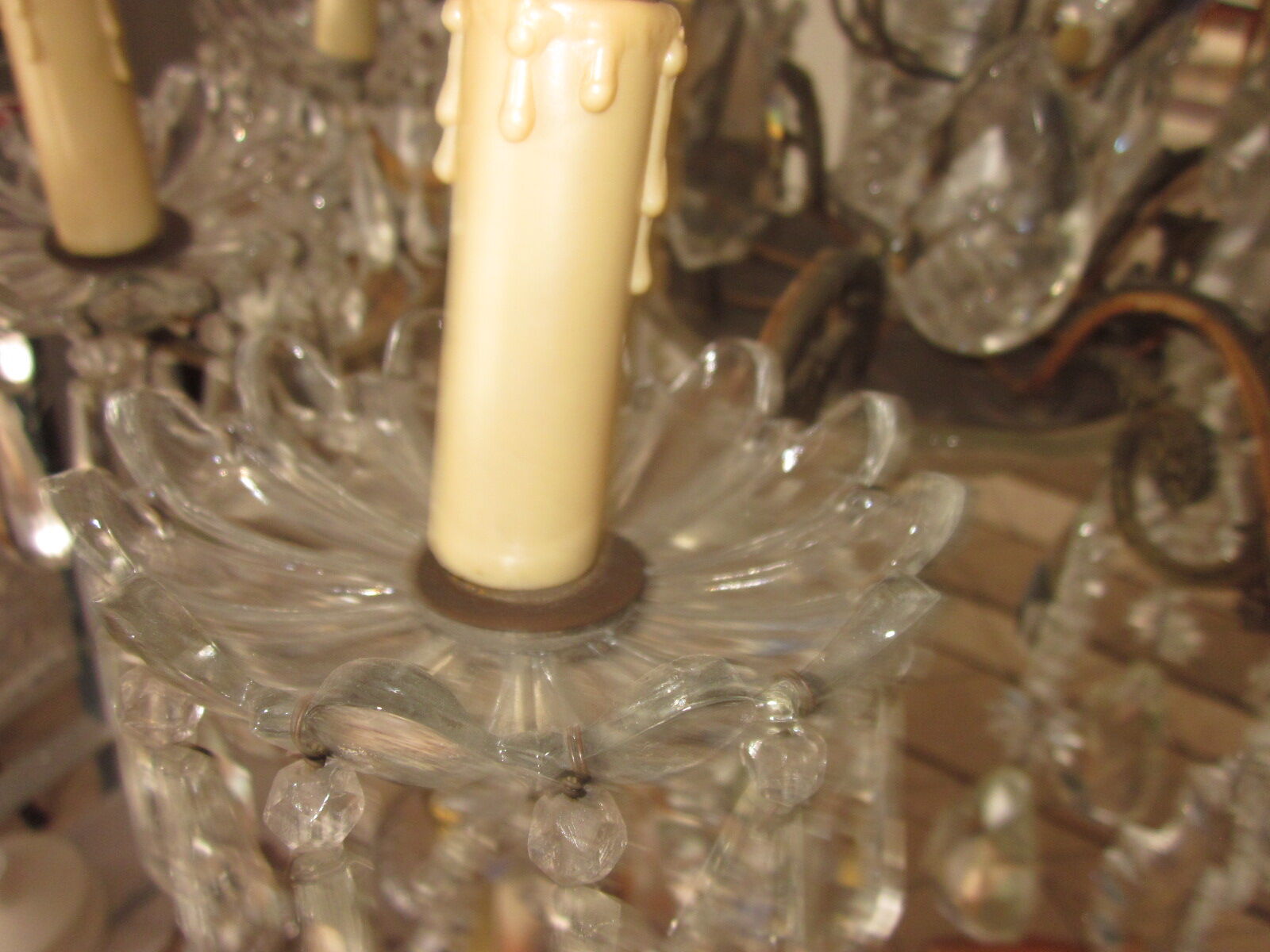 chandelier has antique pendants