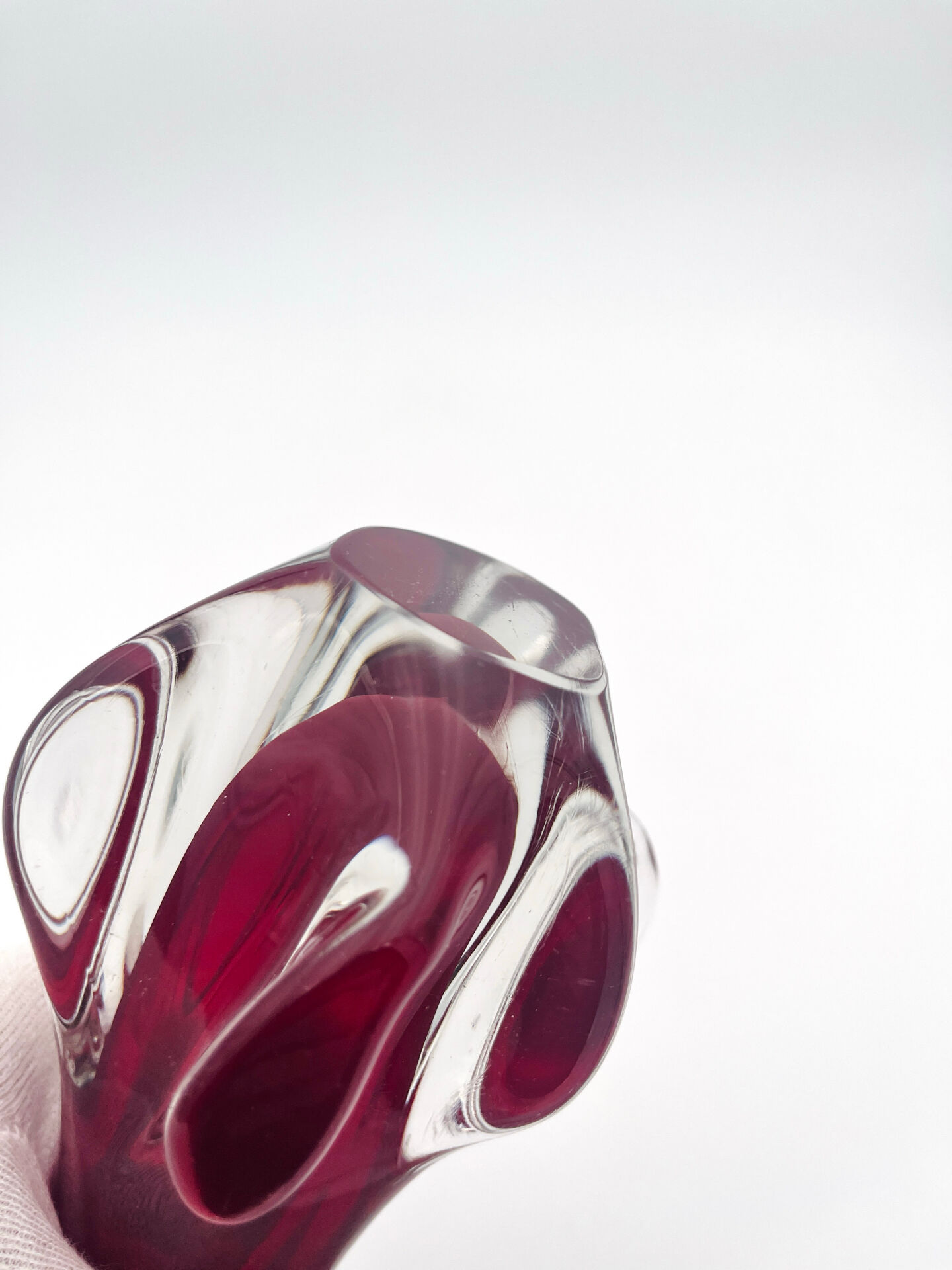 Vase Fratelli Toso Chambord Sommerso Rubis 25cm 954g Murano