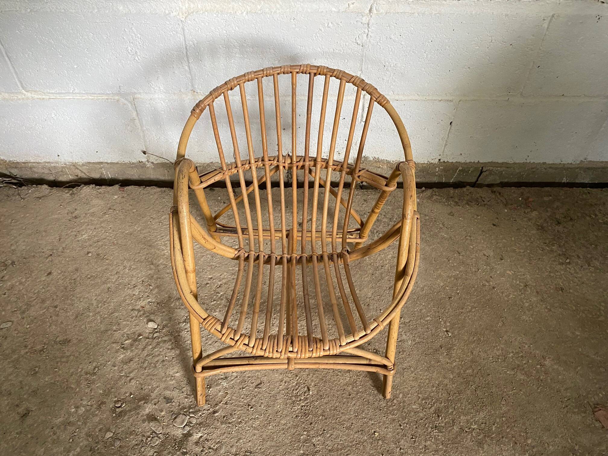 Vintage rattan children's armchair 1960s