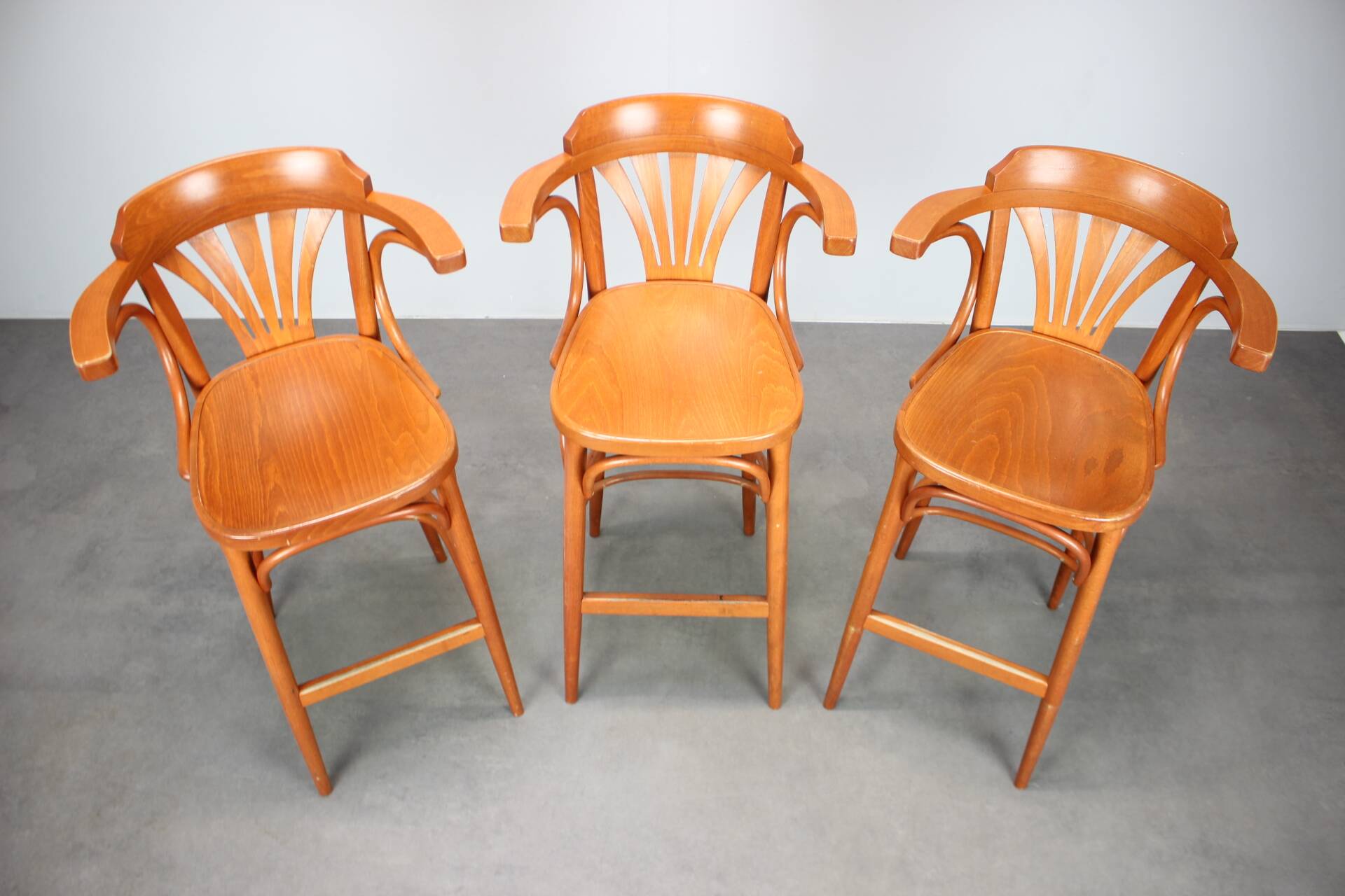 Set of 3 TON bentwood bar stools, Czech Republic, circa 1990.
