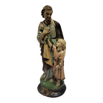 Statue Saint Joseph et l'enfant , 44cms de H