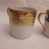 6 cups coffee mocha porcelain limoges Empire style golden frieze