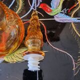 Decanter/bottle in molded glass d'empoli amber yellow color