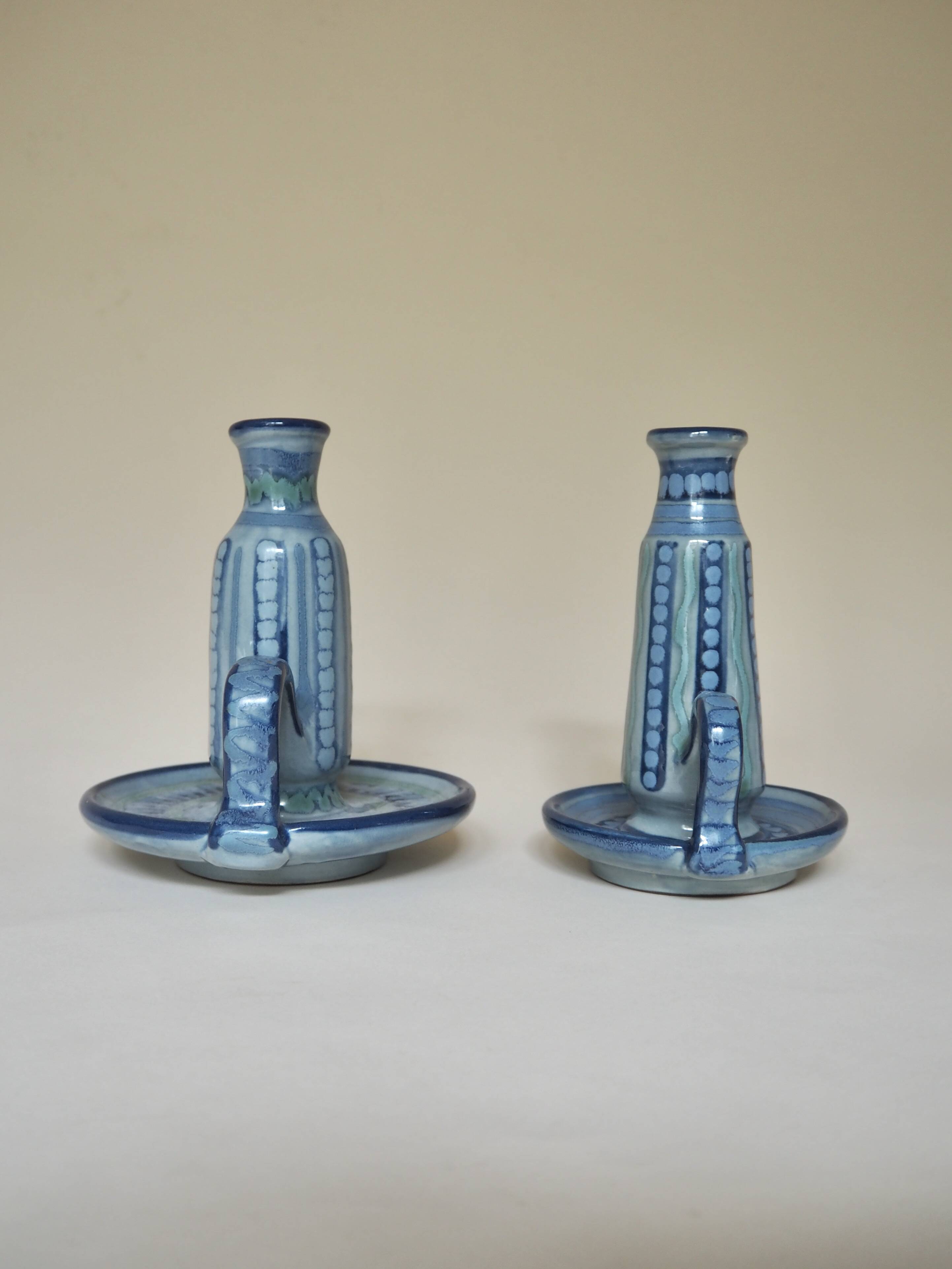 Pair of glazed ceramic candle holders Vilà Clara