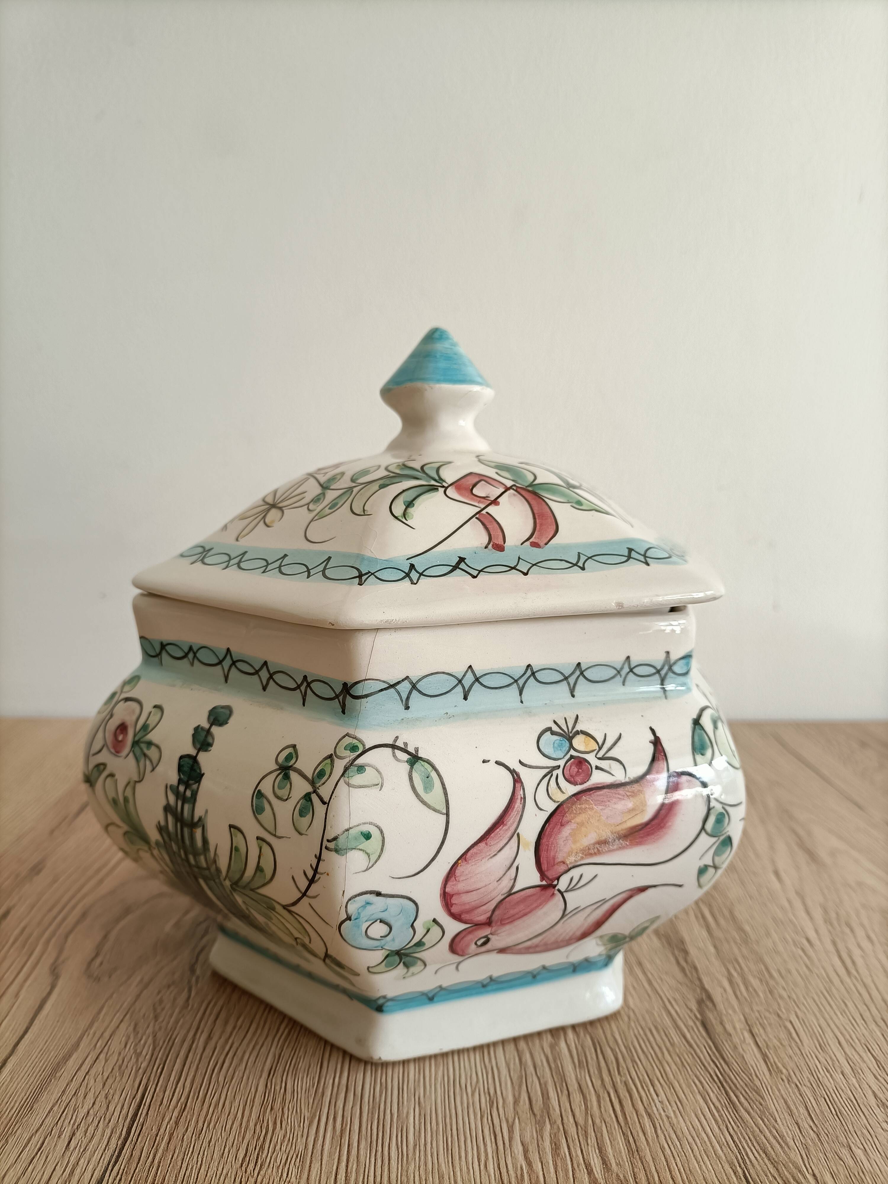 Hexagonal ceramic candy box or empty pocket