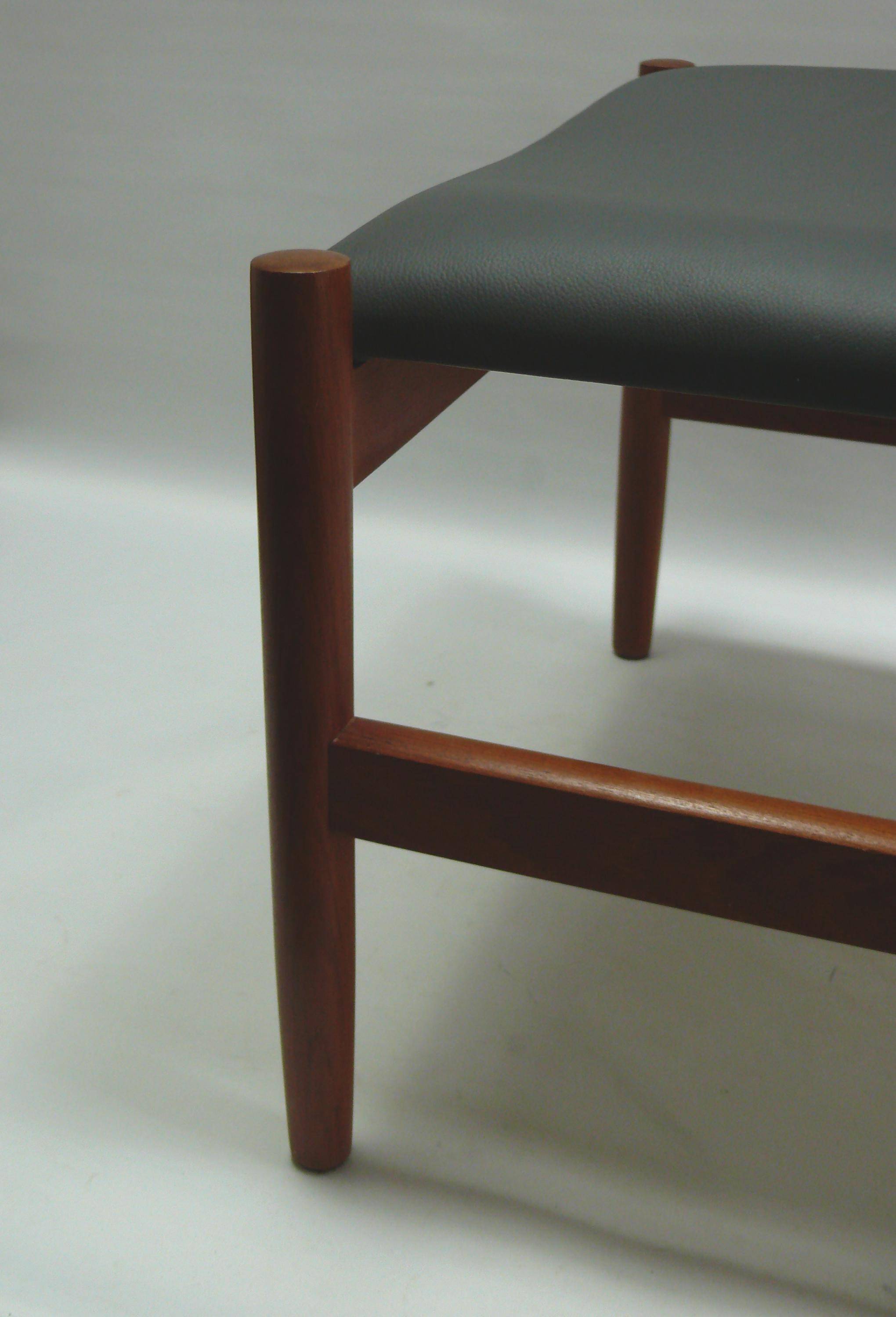 Ottoman stool, teak and leather, Spottrup, Denmark, 1960s