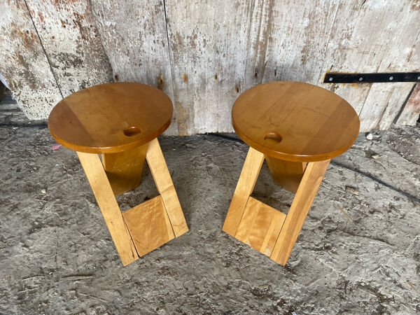 Paire de Tabouret Pliant SUZY Design Adrian Reed Style Roger Tallon Bo