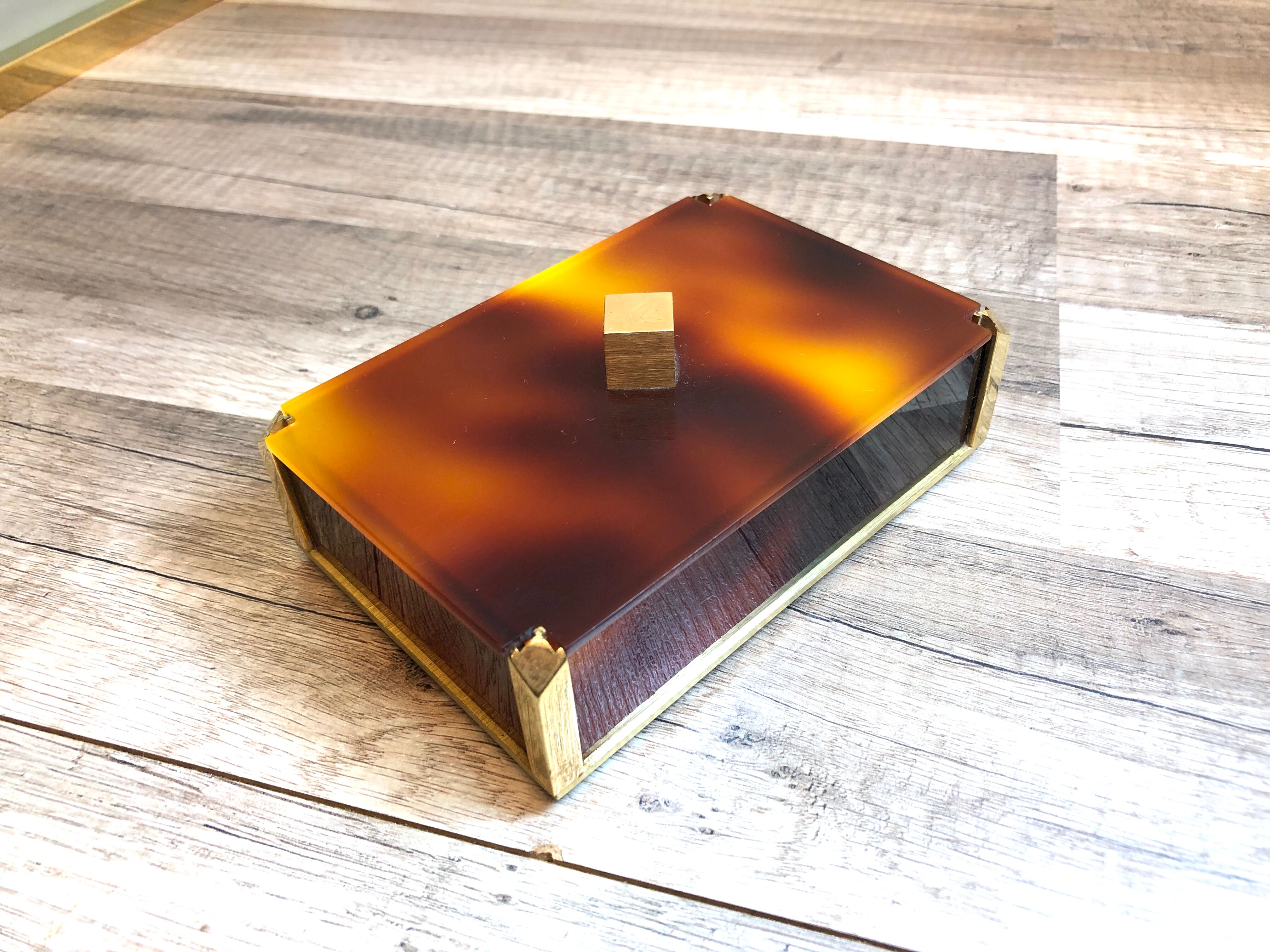 Gold Starry vintage 60 brass jewelry box - Galalithe scale-style