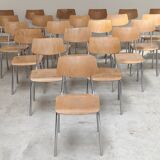 Set of 22 Kovona chrome and wood restaurant chairs