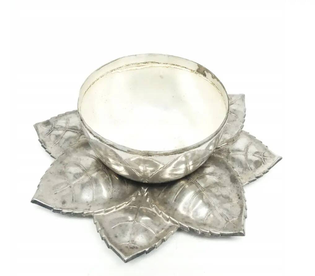 Art Deco sugar bowl, silver-plated brass, Poland, 1920s