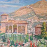 The alhambra of Granada oil by Marguerite Portier