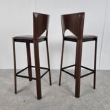 Brazilian leather bar stools, 1980s