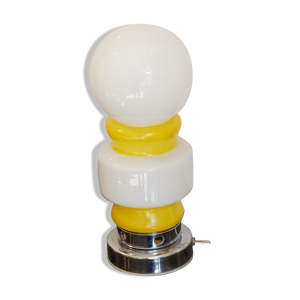 Lampe Verre opale Echec Jaune blanche