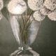 Still life painting with white flowers from the 70s