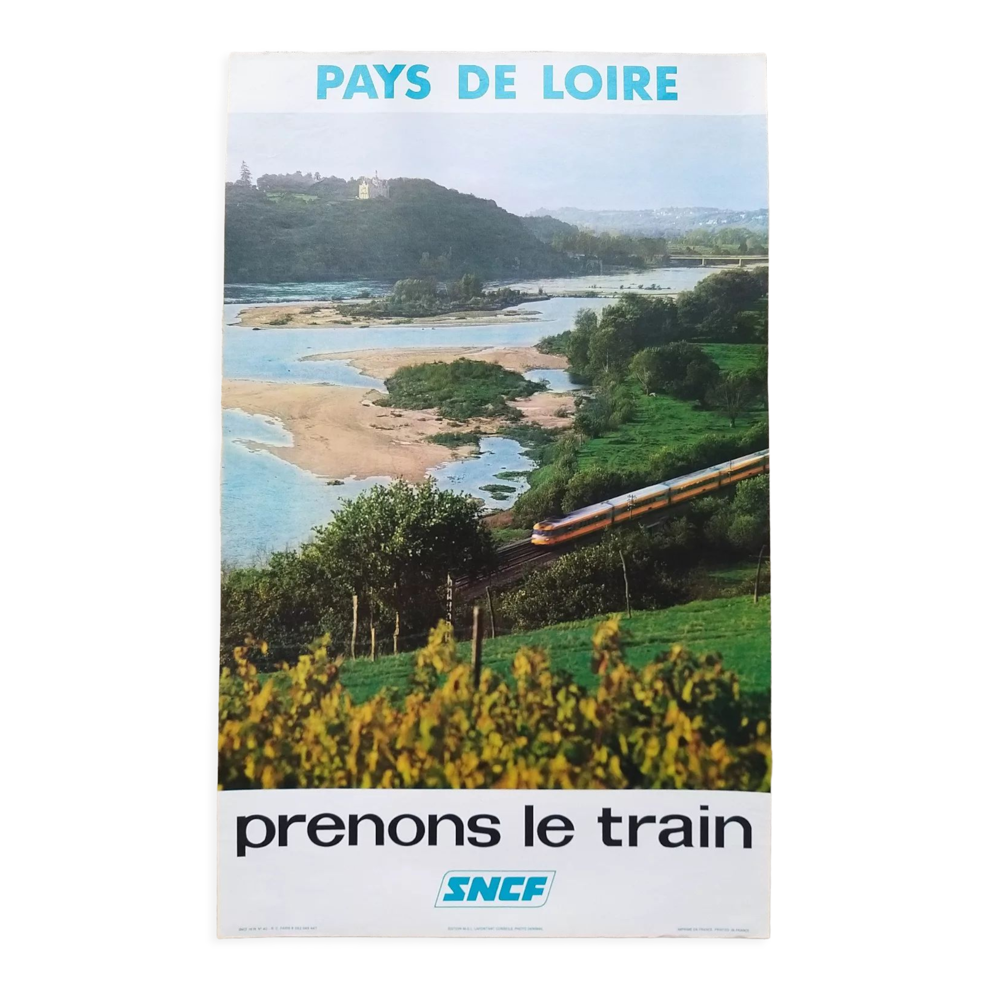 Old poster SNCF Pays de Loire Champtoceaux 1976