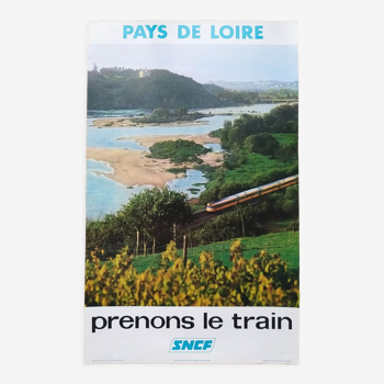 Affiche ancienne SNCF Pays de Loire Champtoceaux 1976