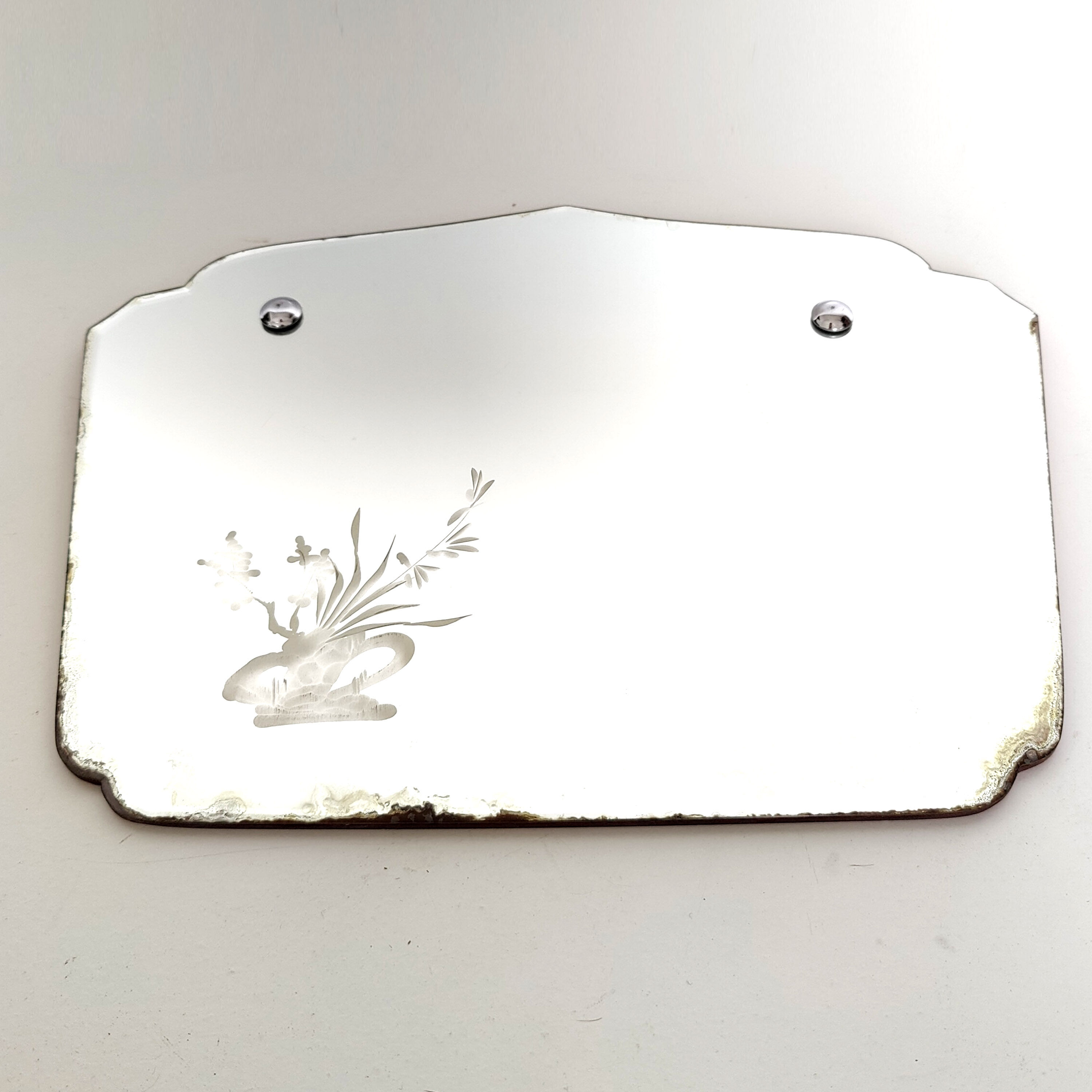 Mirror beveled old decoration flowers 34x25cm