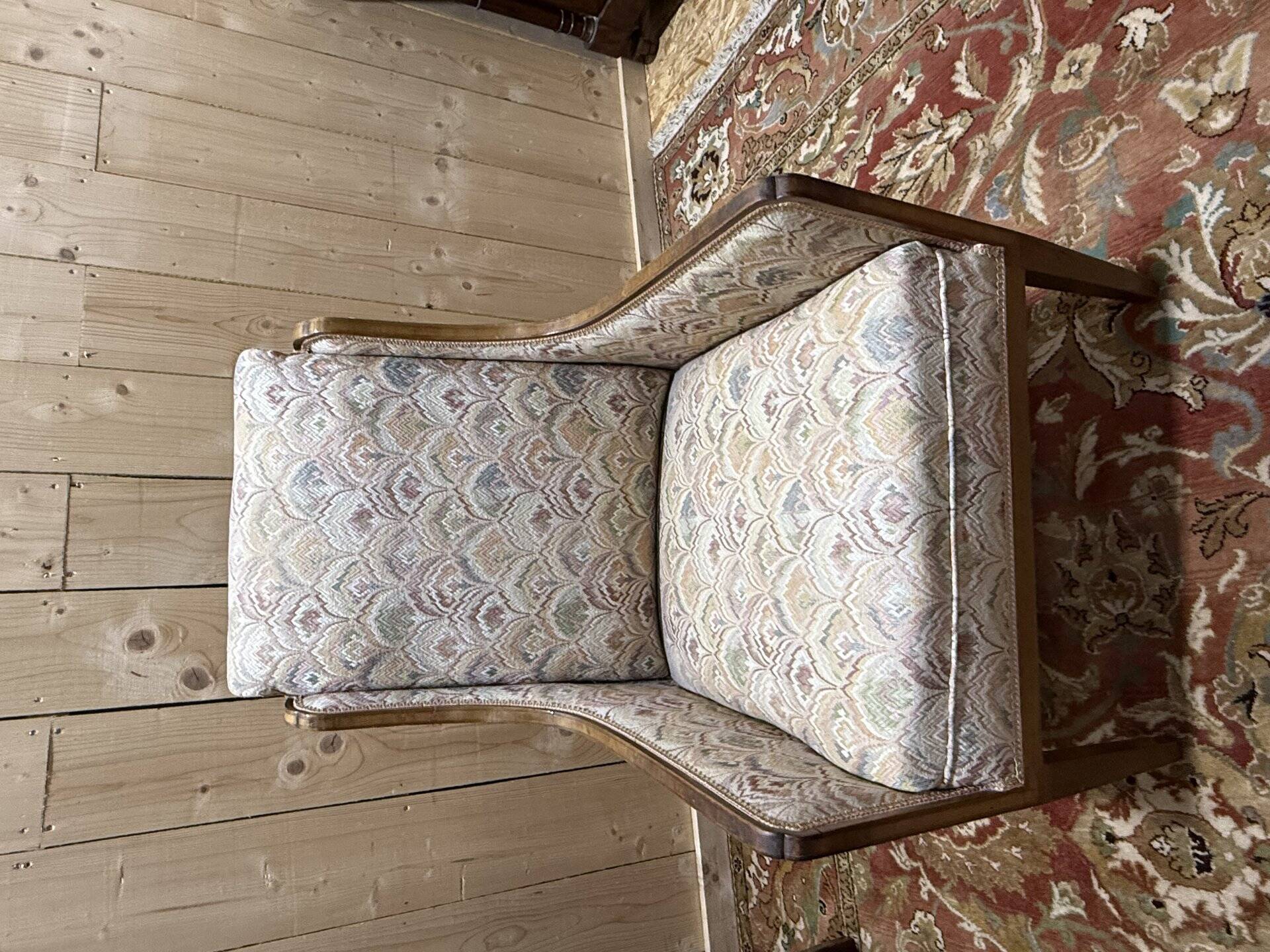 Pair of English / Art Deco style wingback armchairs