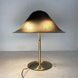 Lampe de table champignon en laiton et verre de l'ère spatiale par Peill & Puzzler 1970