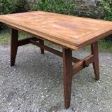 Table vintage René Gabriel en chêne d’époque reconstruction.