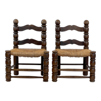 Pair of low chairs in the taste of Charles Dudouyt, France, 40s