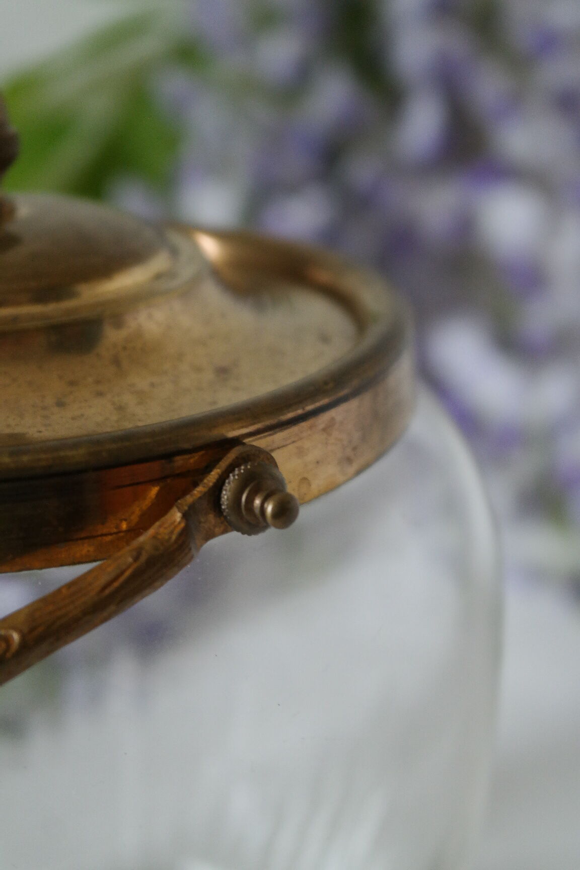 Old glass and brass cookie bucket