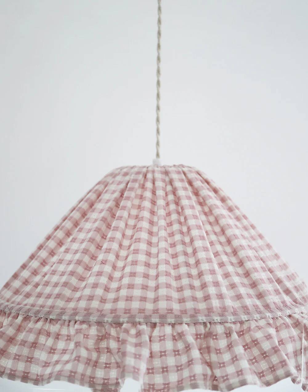 Emilia "small pink squares" conical textile suspension with flounce