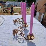 Pair of Bronze Candlesticks with 2 Arms of Lights