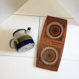 Wyncraft ceramic and teak trivet, England, 1970