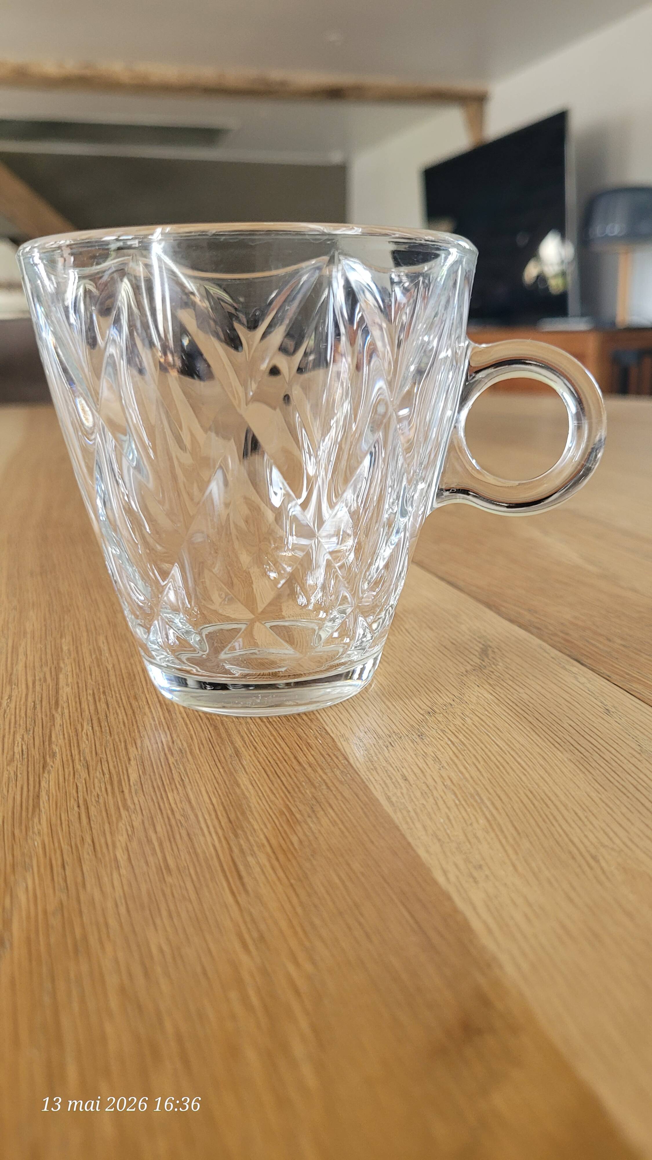 2 thick glass mugs