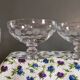 3 Art Deco Champagne Coupes in Engraved Crystal with Daisies