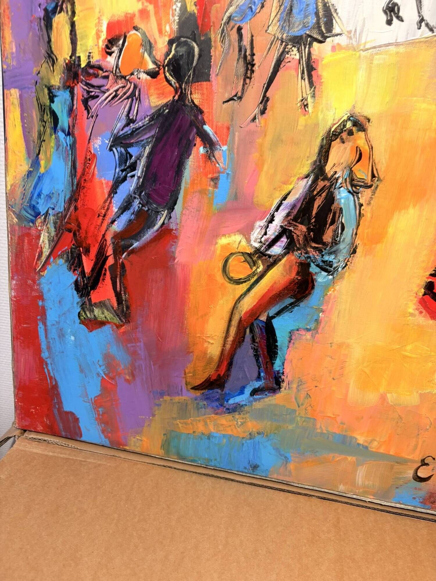 Oil Painting Canvas Deloison Abstract Jazz Musician Dance Party