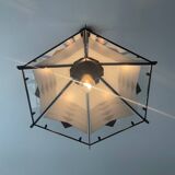 Post Modern pendant light in metal and glass