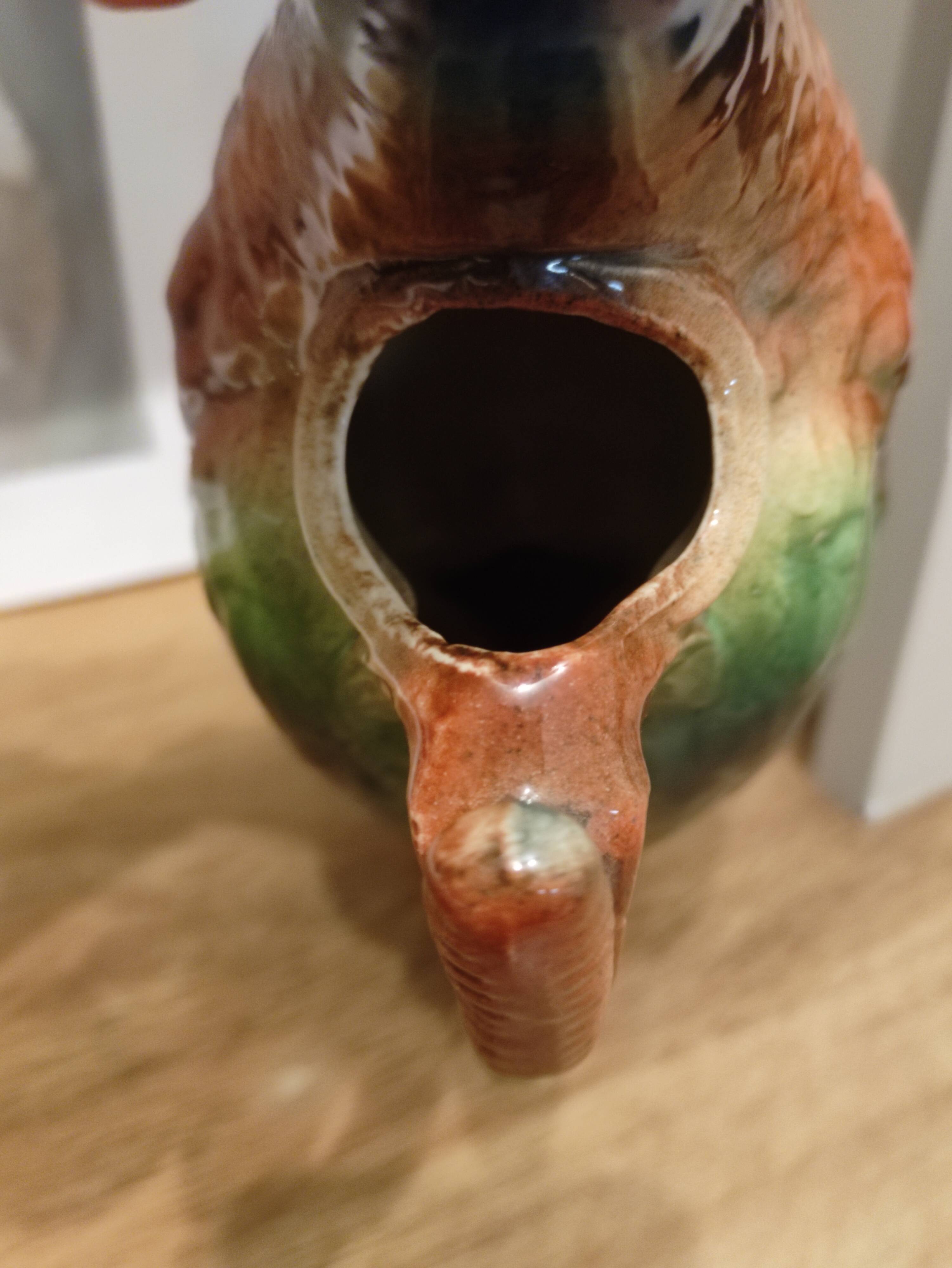 Duck pitcher in slip signed St Clément