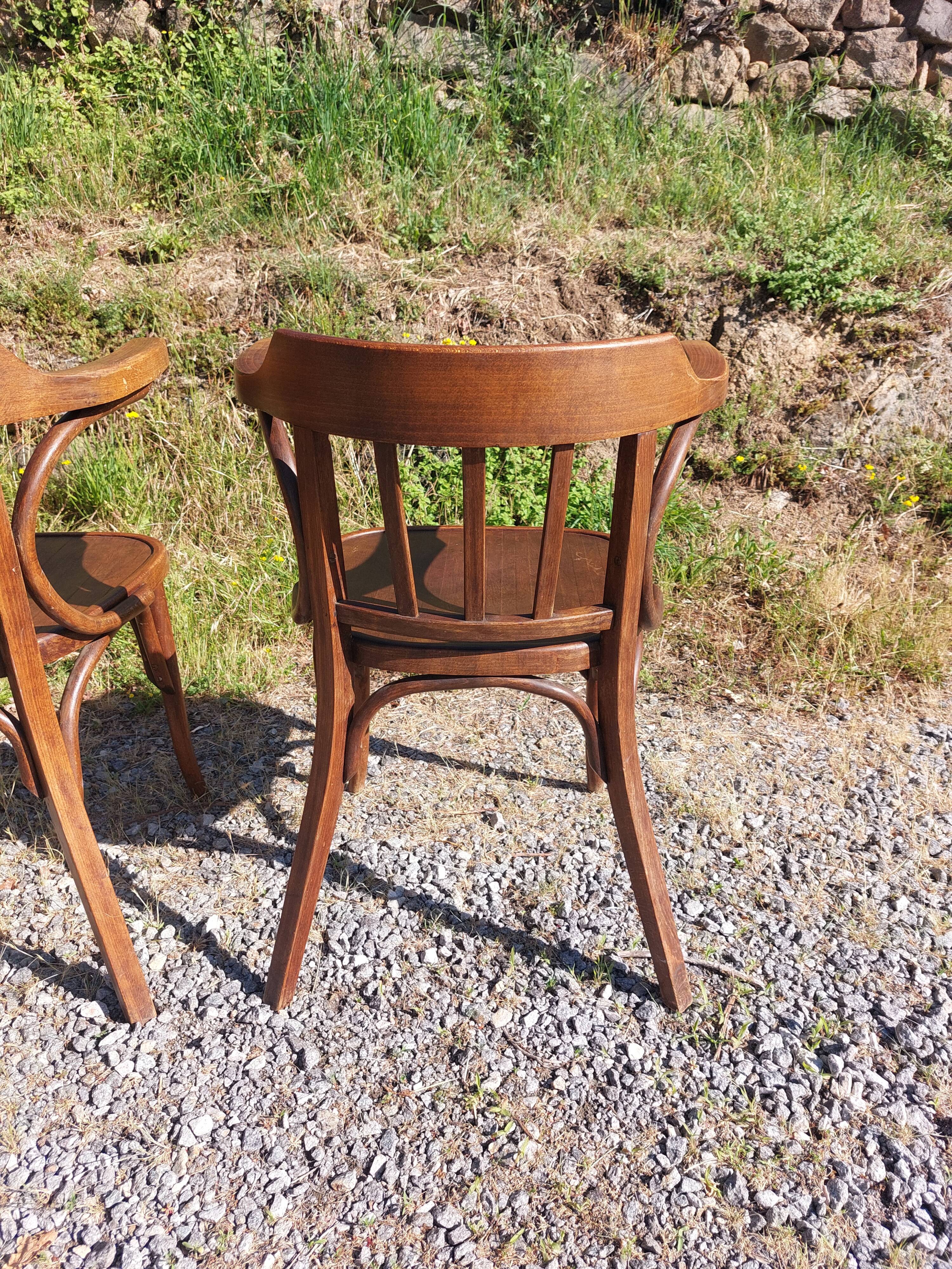 4 fauteuils Baumann en bois courbé
