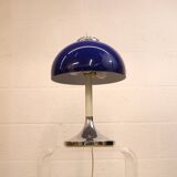 Vintage blue acrylic and chrome mushroom table lamp - Germany Space Age