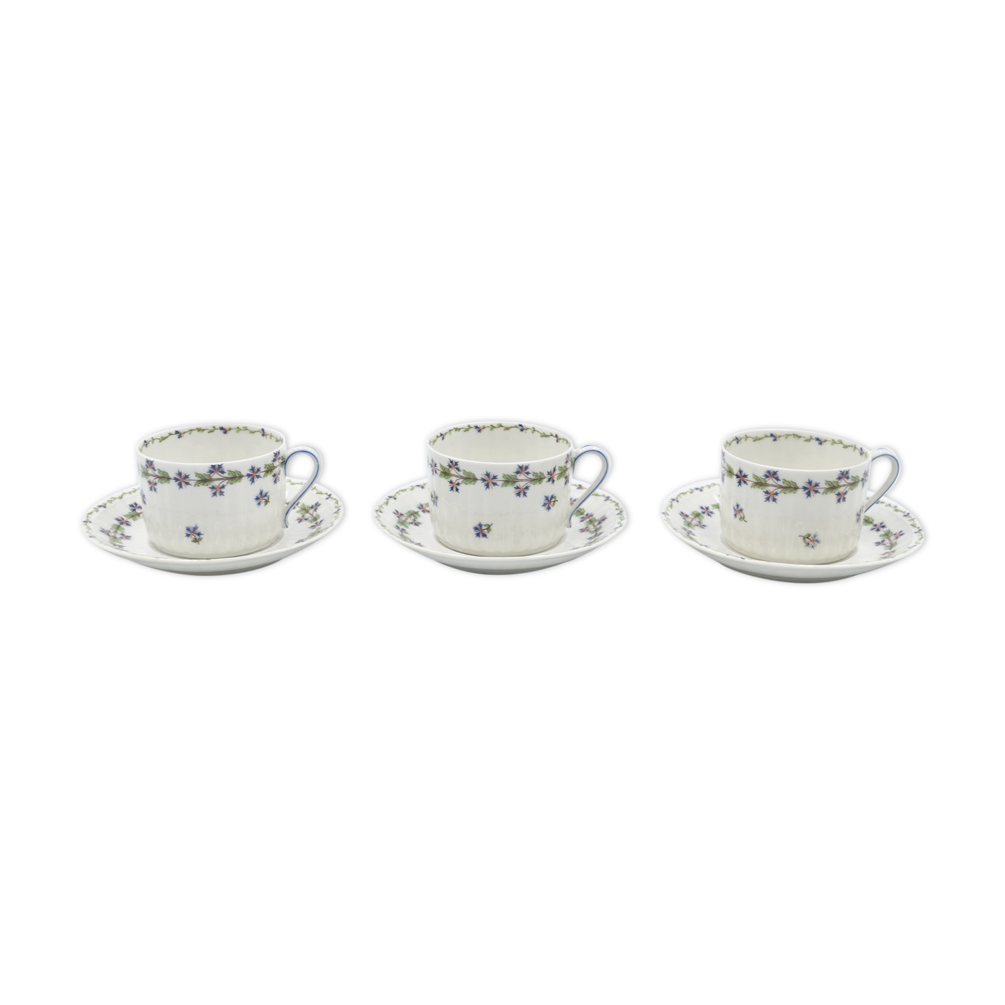 Three cups and under porcelain tea cups from Limoges Haviland barbed-wire décor