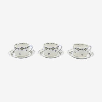 Three cups and under porcelain tea cups from Limoges Haviland barbed-wire décor