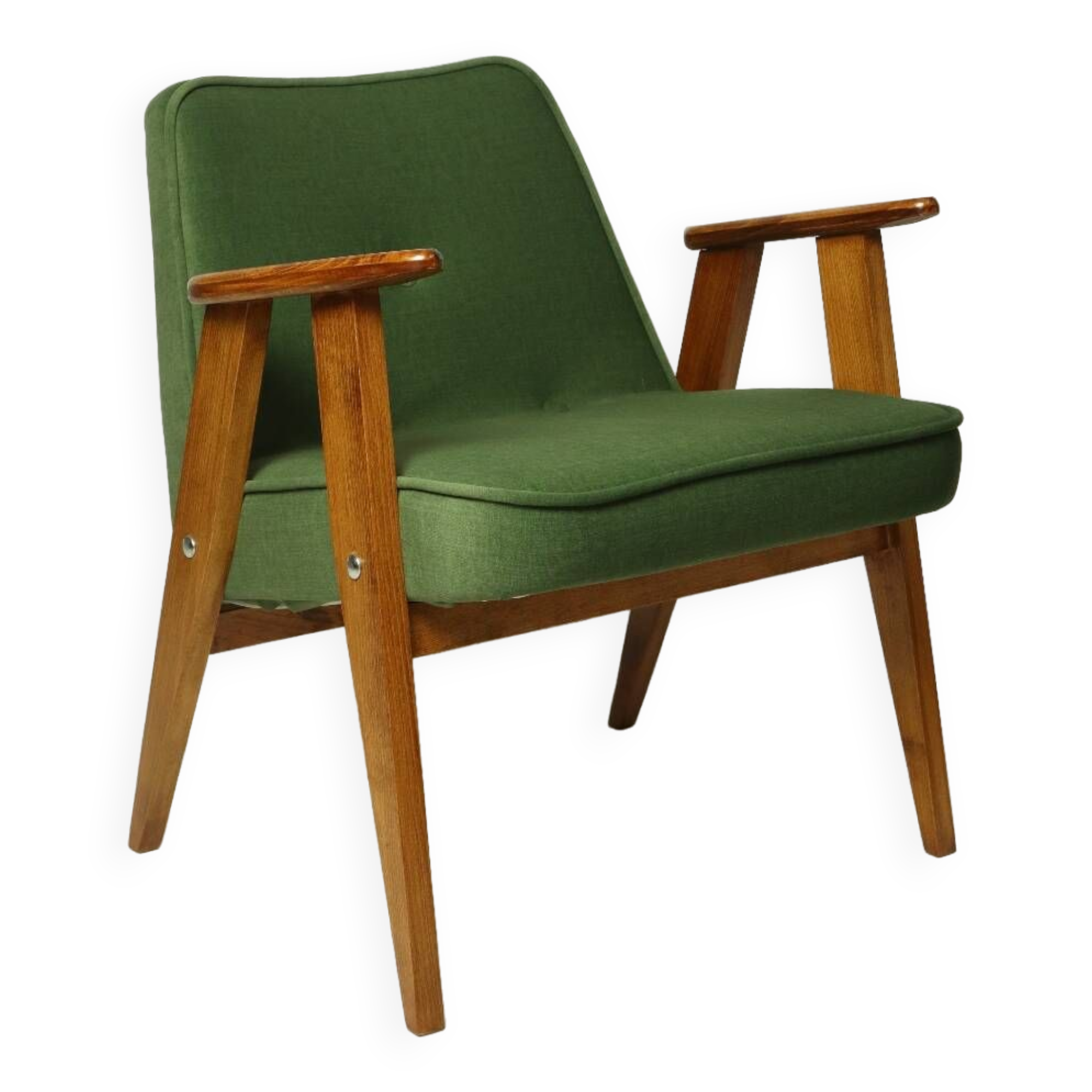 Fauteuil vintage en velours d'herbe verte chaise en bois salon